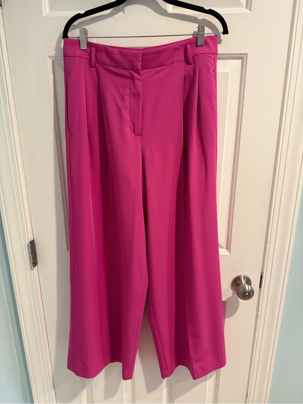 Ann Taylor Hot Pink Wide Leg Pleated Trousers Pants Size 8